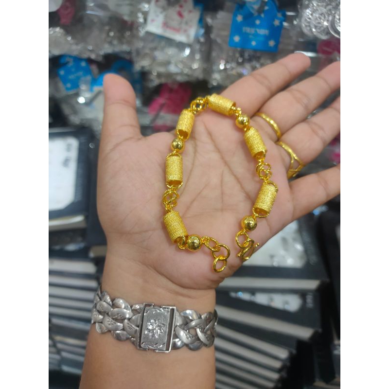 gelang lapis emas model bambu