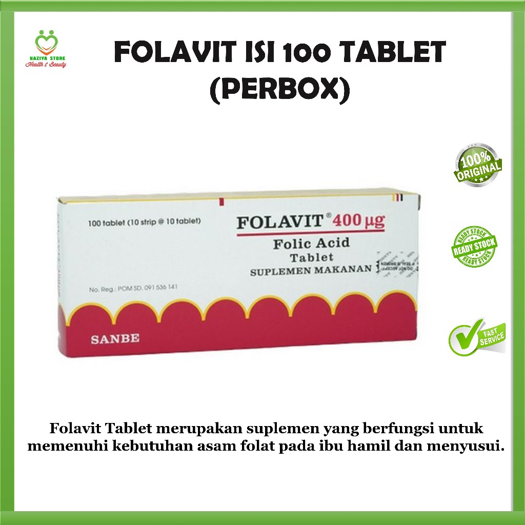 FOLAVIT TABLET ISI 100 TABLET Vitamin kehamilan/Suplemen ibu hamil/Program Hamil [Perbox]