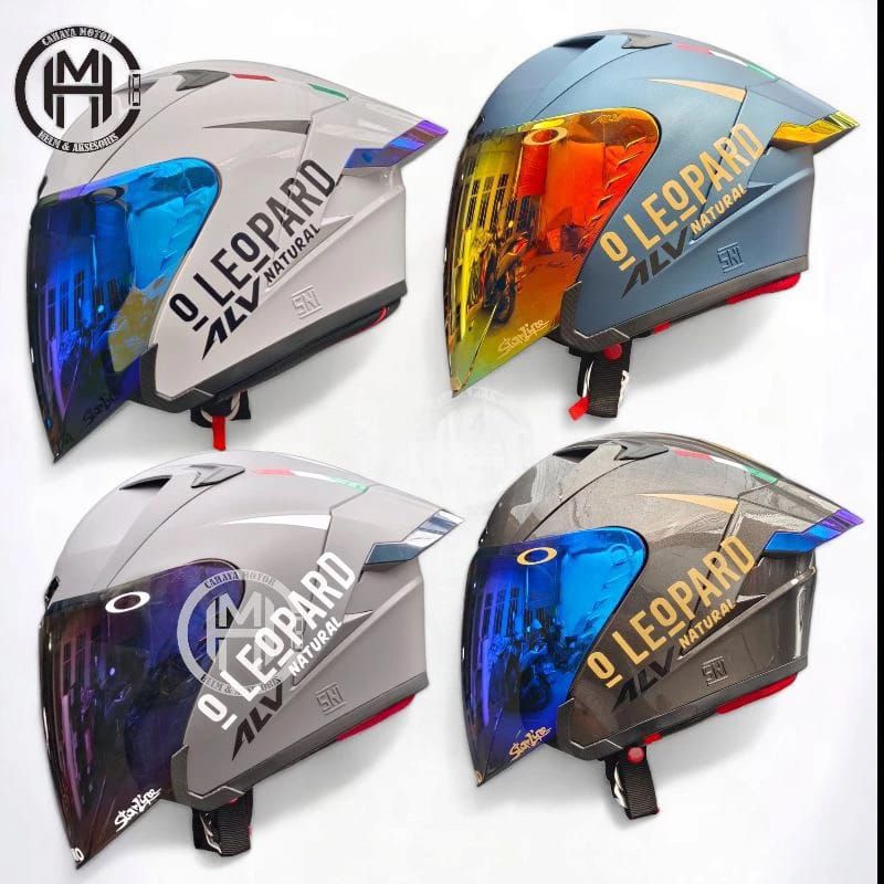 HELM HALF FACE ALV ULTRON PRO SOLID WHITE LEOPARD PAKET GANTENG