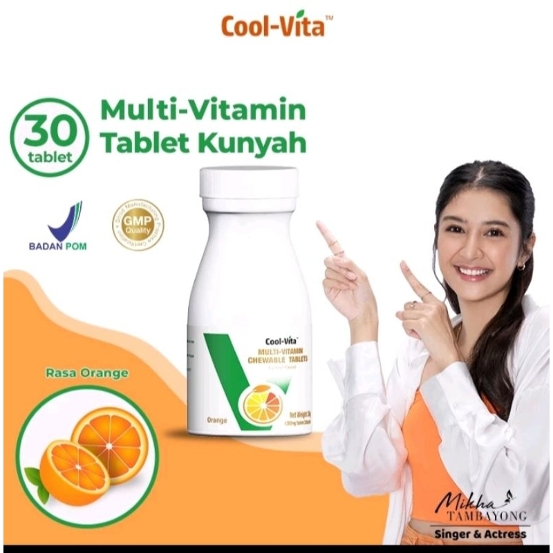 (BISA COD)COOLVITA MULTIVITAMIN CHEWABLE TABLET ORANGE [30 TABLET]