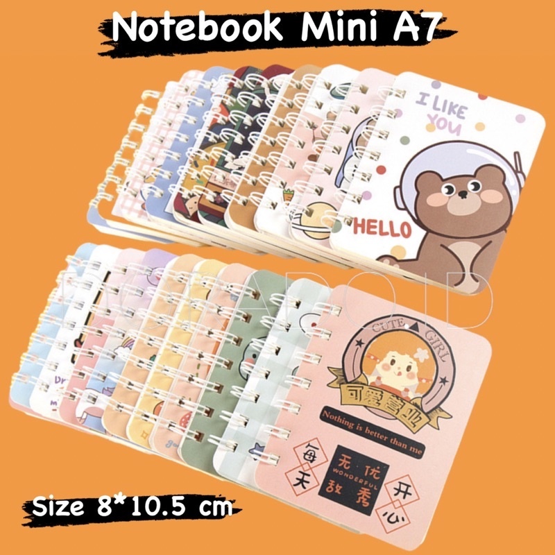 Buku / Notebook Mini Ring A7 Motif Random
