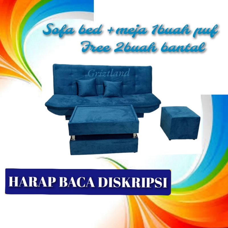SOFA BED + MEJA + 1BUAH PUF