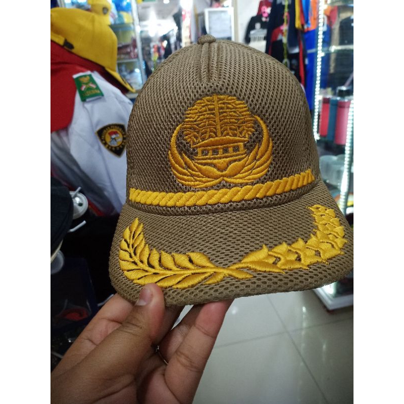 topi jaring padi kapas crem