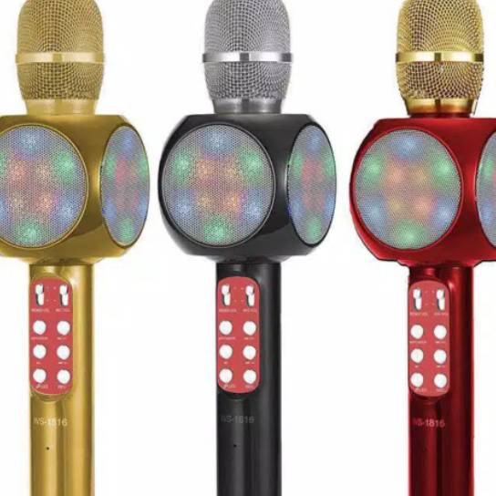 Spesial MICROPHONE WIRELESS BLUETOOTH WS1816 LED PACK