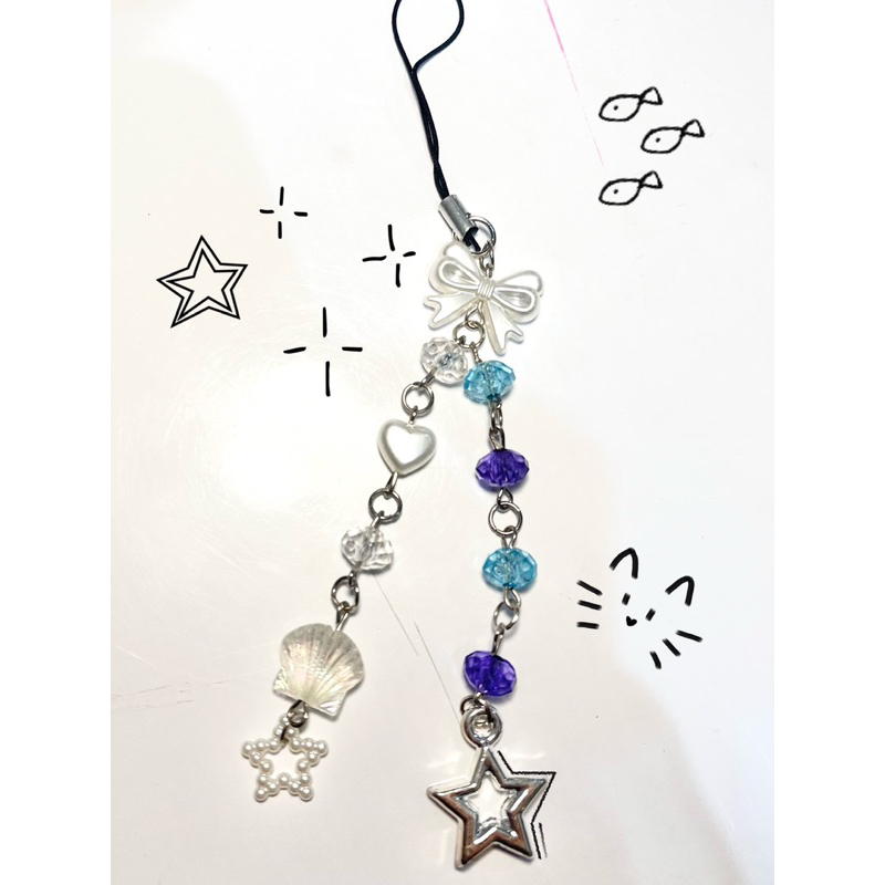 blue sea starlight phonestrap/keychain beads