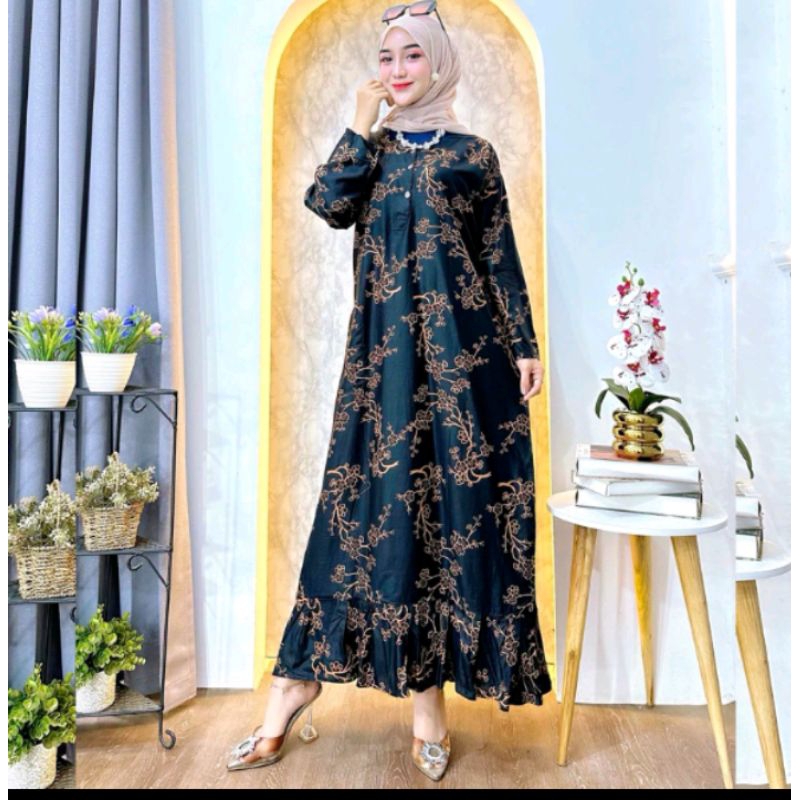 Daster Gamis Corak Hitam