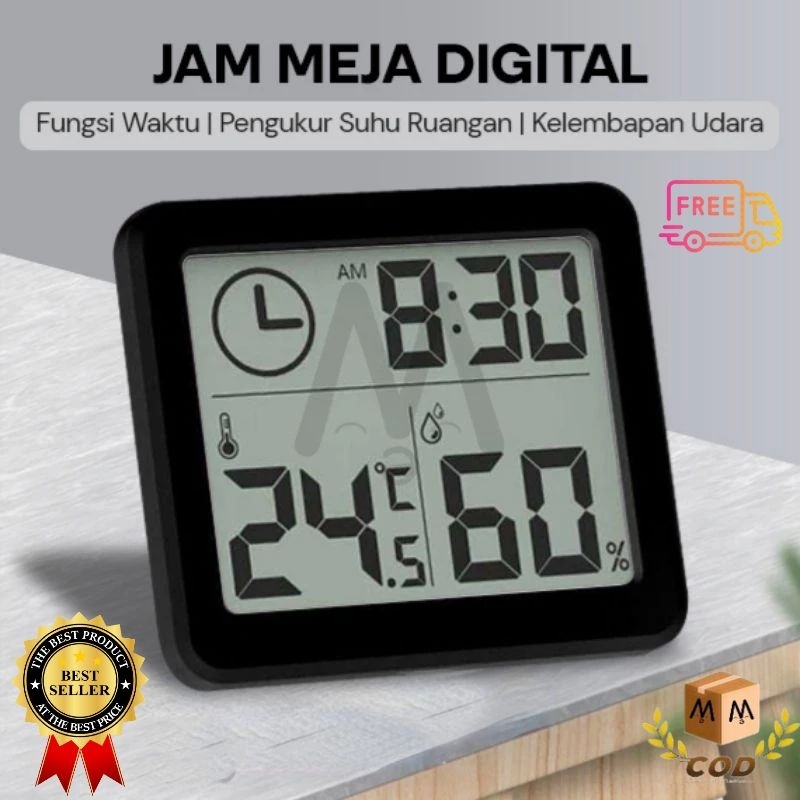 Thermometer Hygrometer Sensor Jam Digital Meja Dinding- ZL20