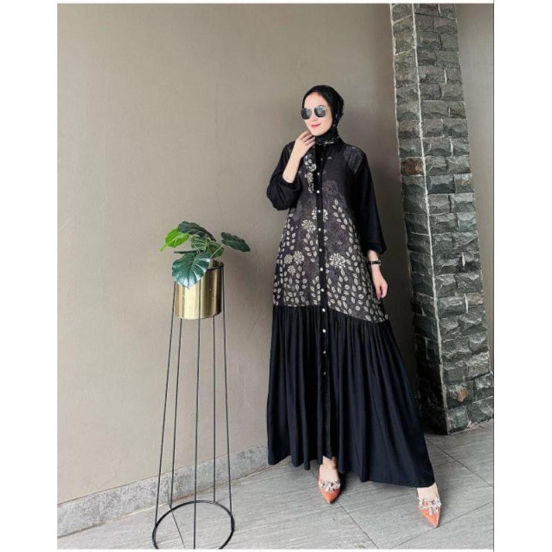 Gamis Rayon set kerudung busui friendly