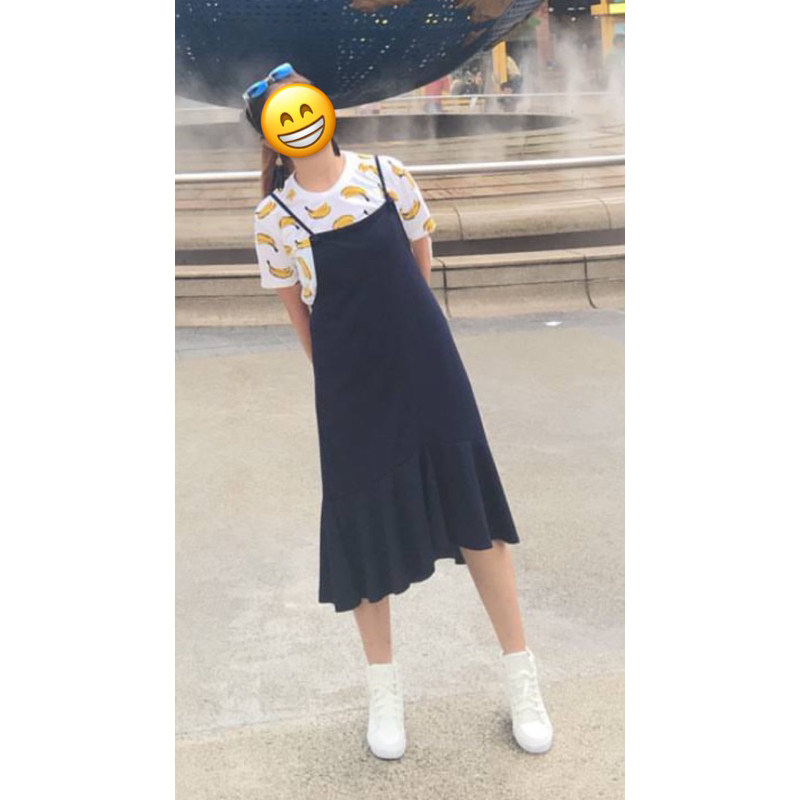 outer long skirt navy