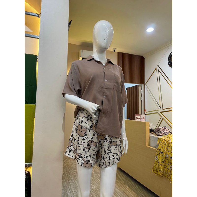 piyama polos pendek