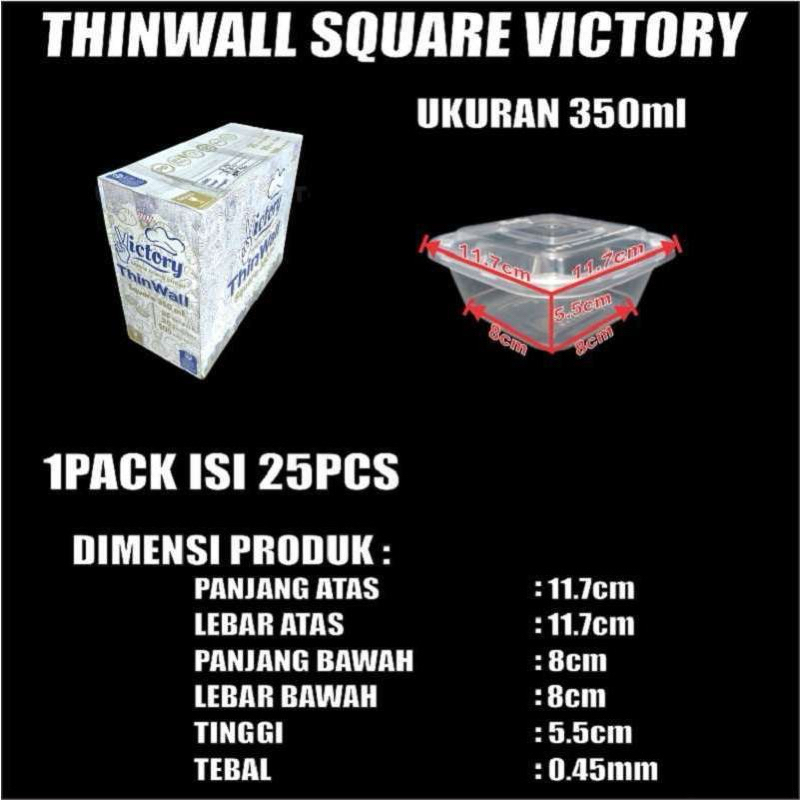 Thinwall Square 350ml Victory Thinwall Persegi Foodgrade