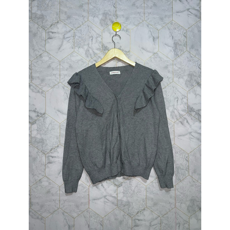Rajut cardigan ruffle abu