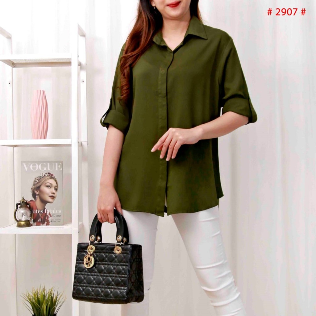 Kemeja Basic Rayon Outfit Kampus Santai