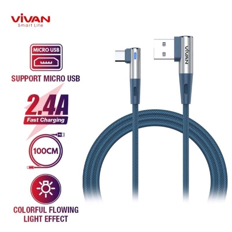 VIVAN BWM100S 2.4A Micro 100cm Data Cable Blue