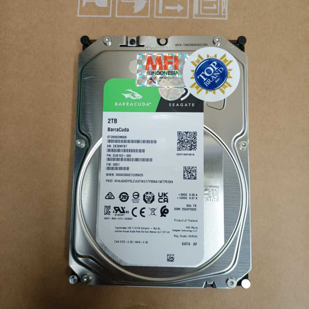 Seagate BarraCuda Harddisk Internal PC 2TB 3,5 Sata