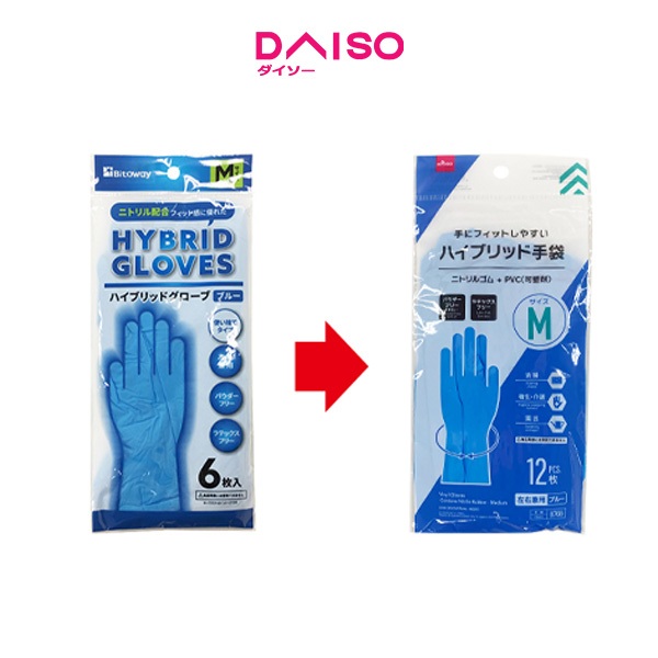 Daiso Vinyl Gloves -Contains Nitrile Rubber - Medium-