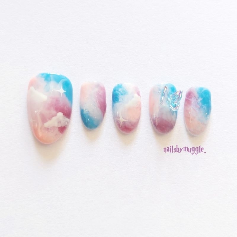 Press on nails Sky-Butterfly