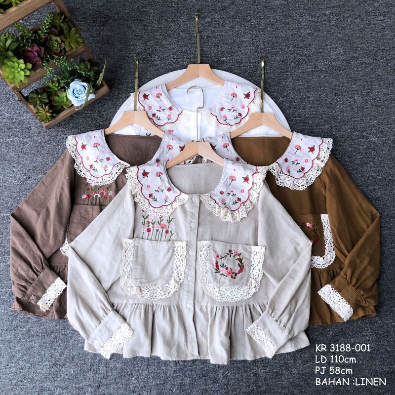 Blouse Bordir Kerah Renda