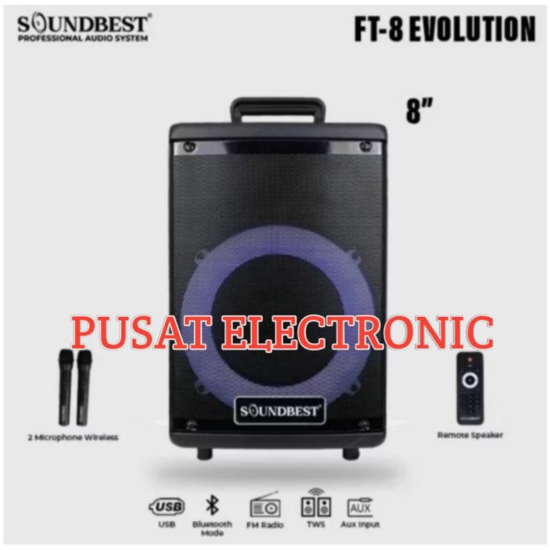 SPEAKER PORTABLE SOUNDBEST FT 8 EVOLUTION ORIGINAL 8INCH BLUETOOTH