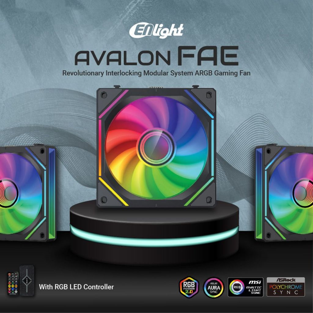 ENLIGHT AVALON FAE - Interlocking Modular SYNC ARGB FAN SET with Remote and Controller New Technology Less Cable