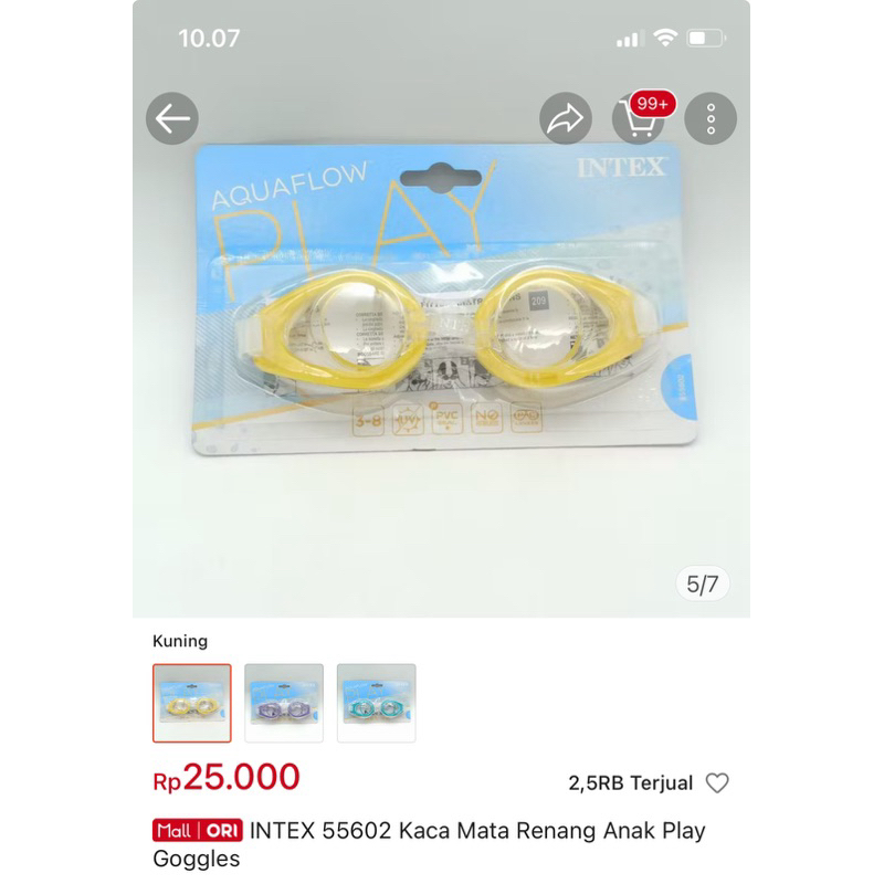 Kaca mata renang intex aqua flow