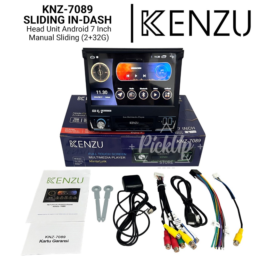 Head Unit Android Single DIN KENZU-7089 Sliding InDash