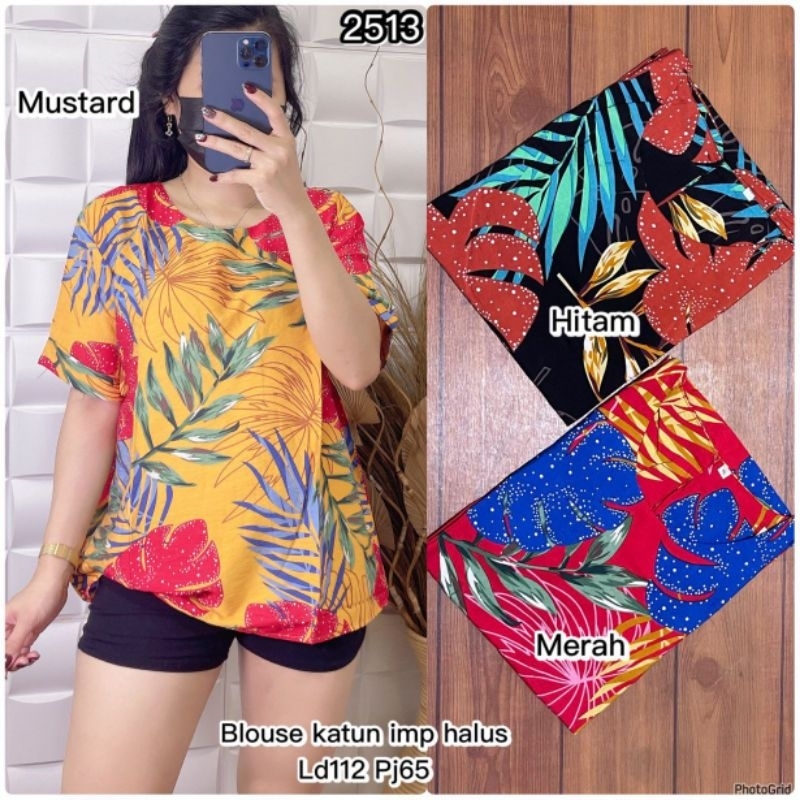JL 2513 blouse katun imp daun