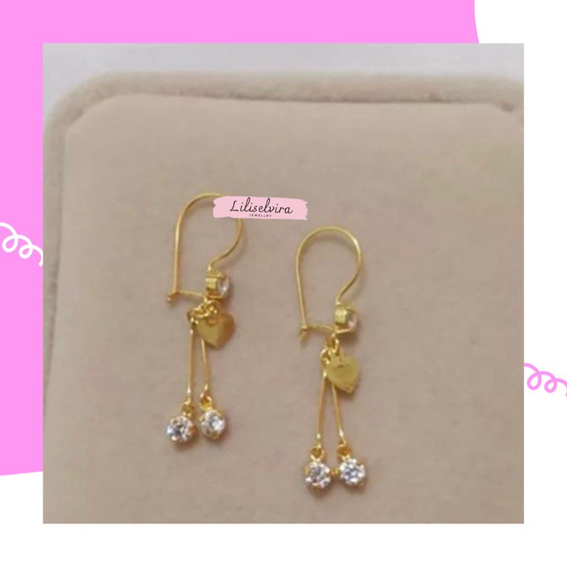 aksesoris anting titanium jurai liontin permata