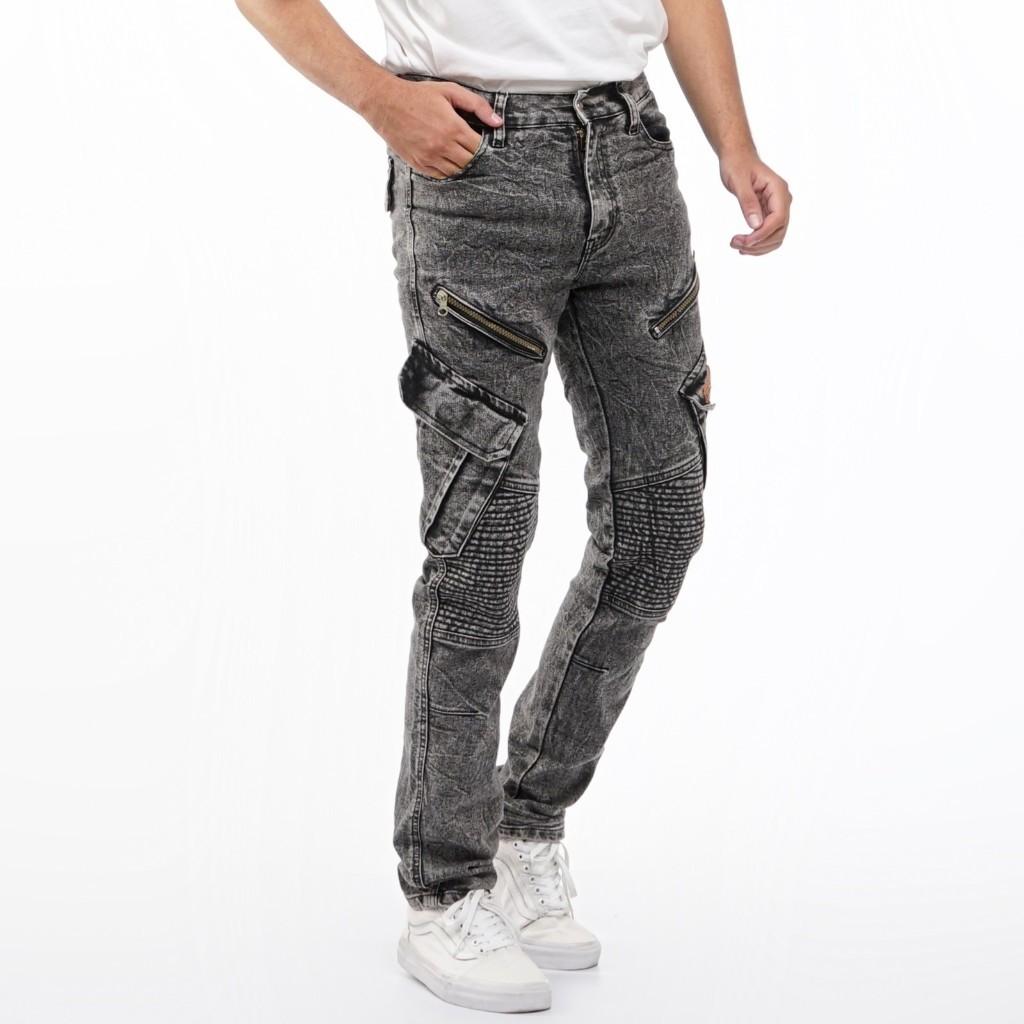 Bootloop - Bikers Grey - Celana Denim Bikers Pria Strect