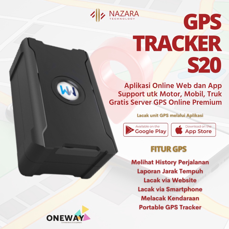 GPS Tracker Motor Mobil OneWay OWS2 2G Gratis Server Online Web Android dan iOs d B6Y5