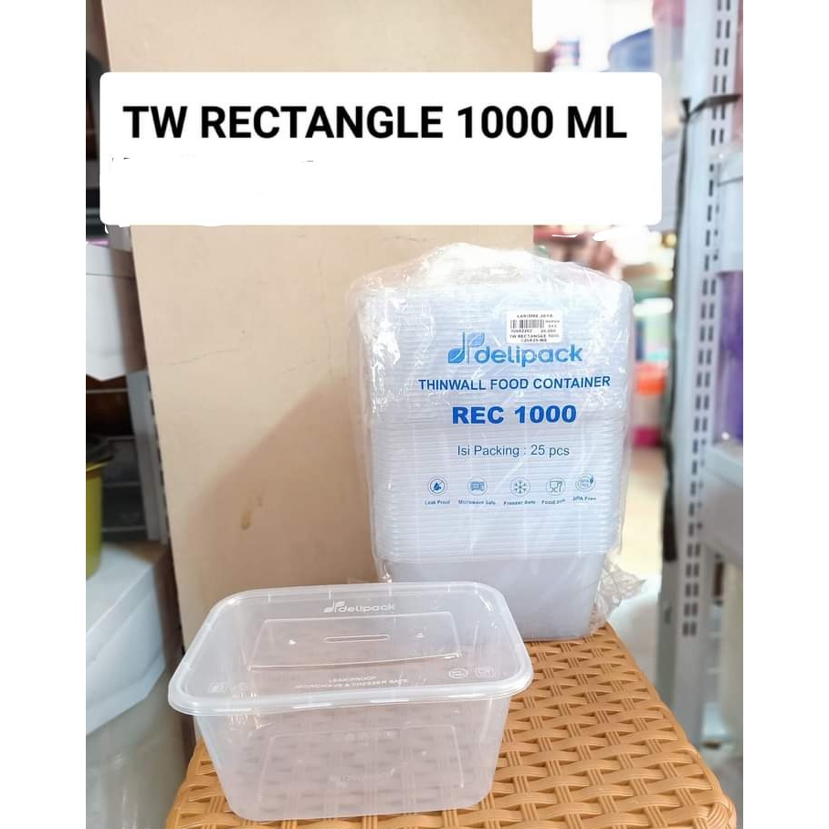 hinwall rectangle 1000ml kotak makan plastik