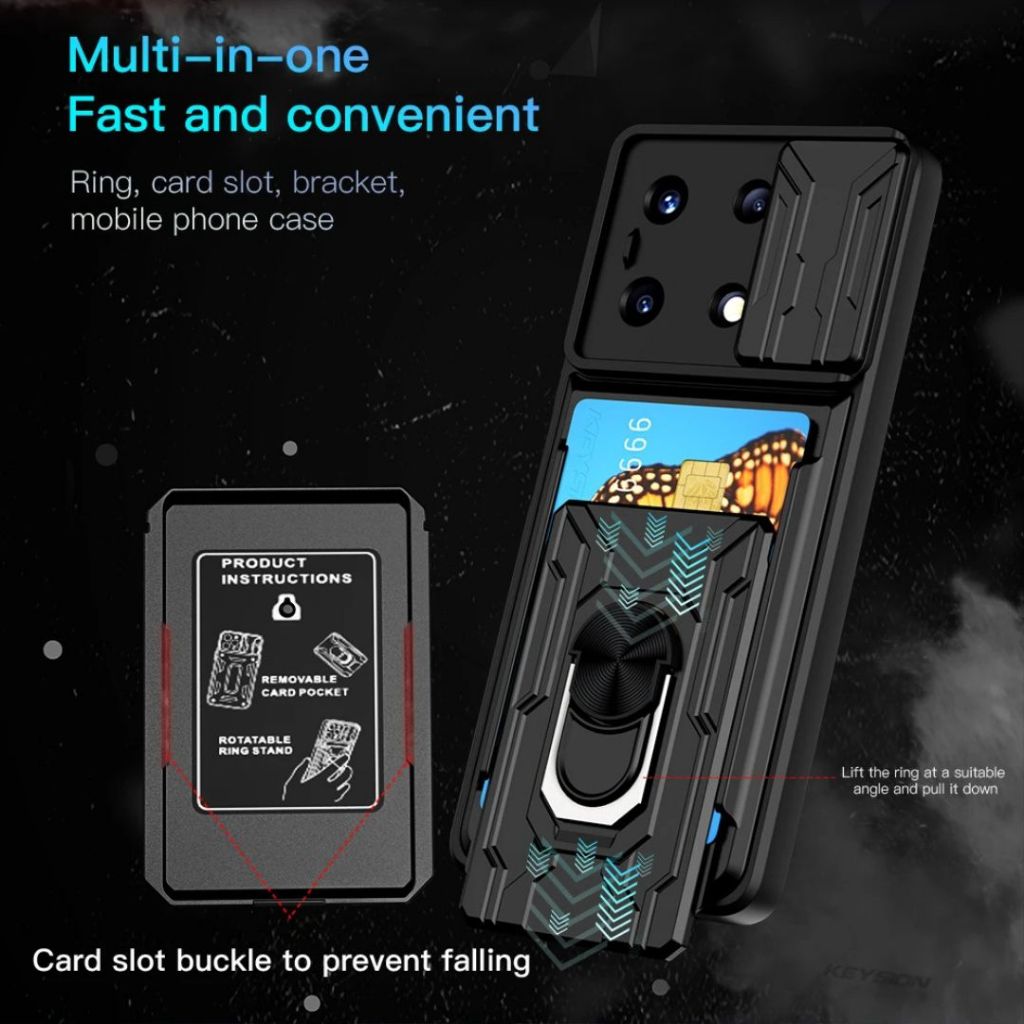 CASING REDMI NOTE 13 PRO 4G CASE WITH CARD HOLDER RING PREMIUM HARDCASE