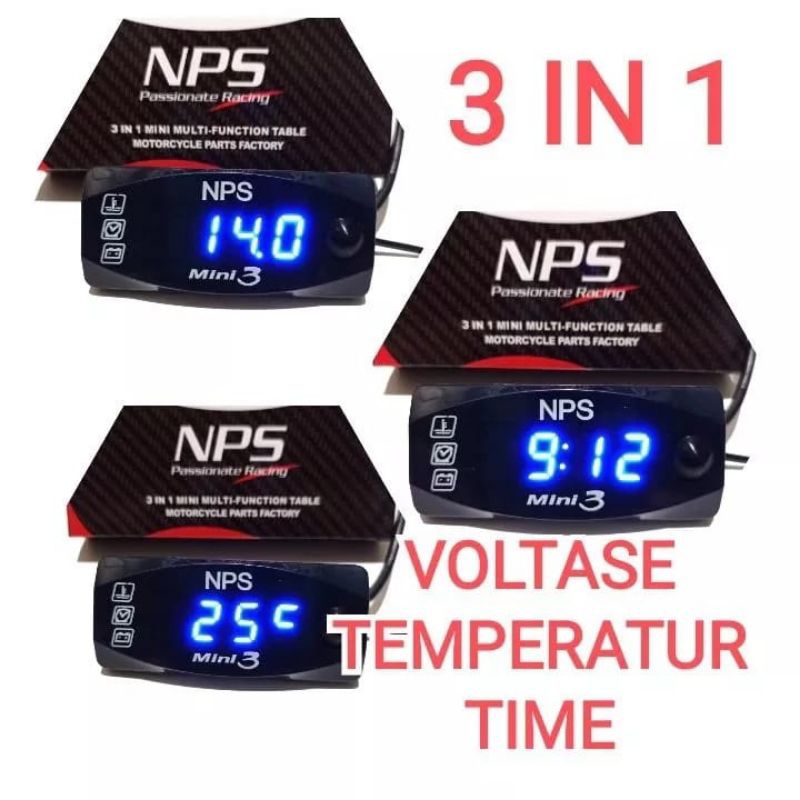 voltmeter 3 inn 1 voltmeter suhu jam