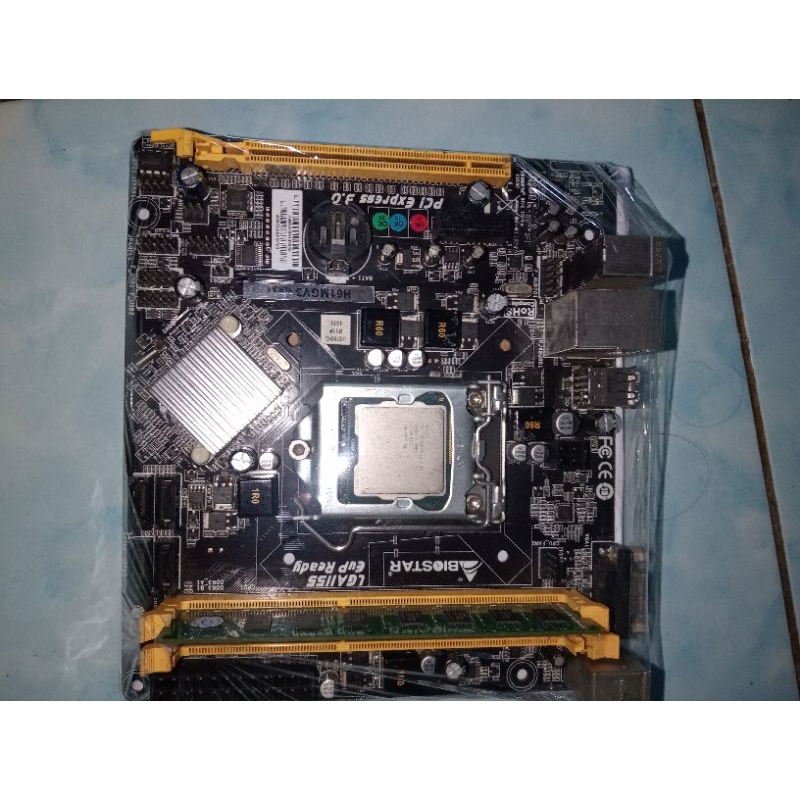 Matherboad h61 Biostar socket LGA 1155+processor corei3-2100+ram 4gb