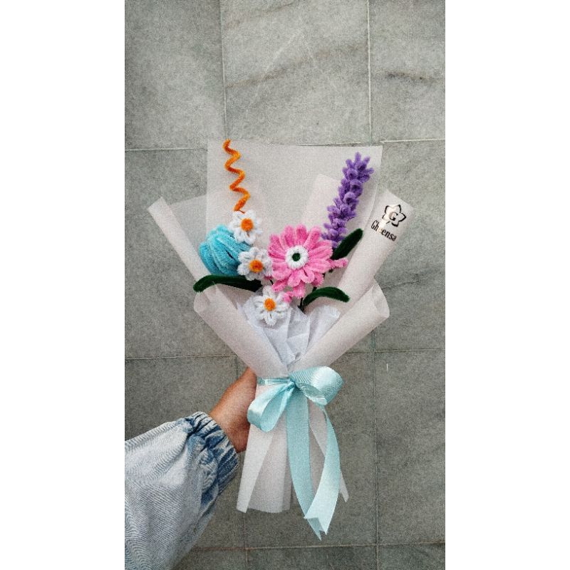 BUKET BUNGA KAWAT BULU/ PIPE CLEANER