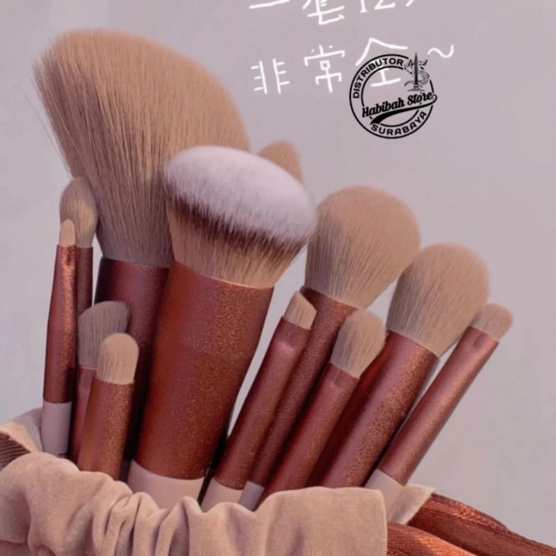 Kuas Make Up Brush Set 13 PCS - WFA166 - Brown