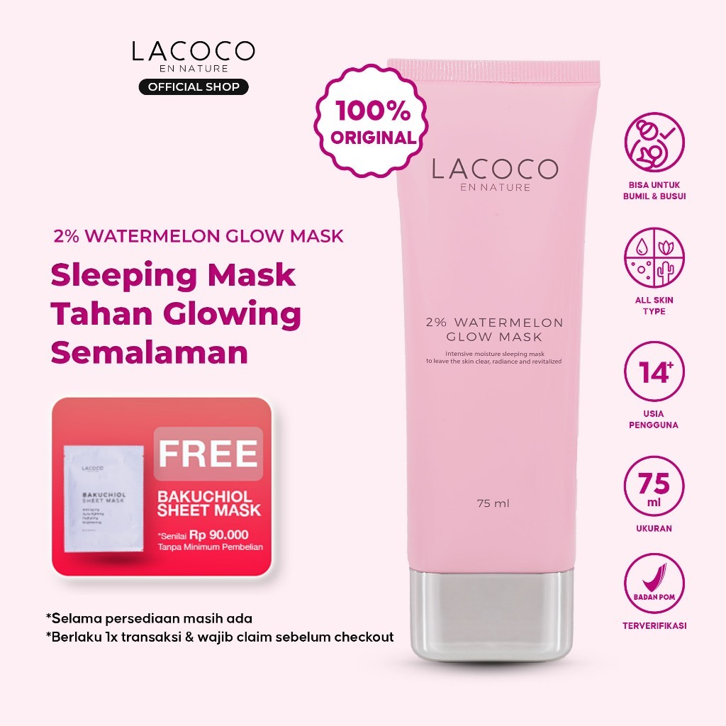 Lacoco 2% Watermelon Glow Mask 75ml