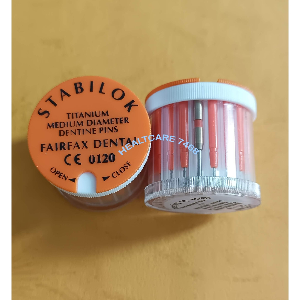 Stabilok Titanium Pin Dentin Orange/Medium Diameter Standard Pack 20pc