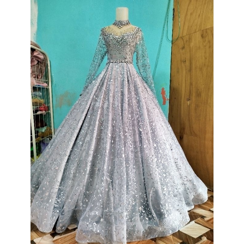 gaun silver murah free Ongkir