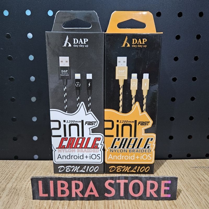 KABEL DATA 2IN1 USB MICRO + LIGHTNING 120CM DAP DBML100
