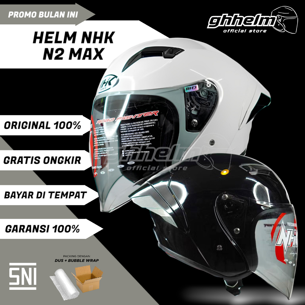 HELM NHK N2 MAX SOLID SINGLE VISOR RHD LENS ORIGINAL HELM HALF FACE
