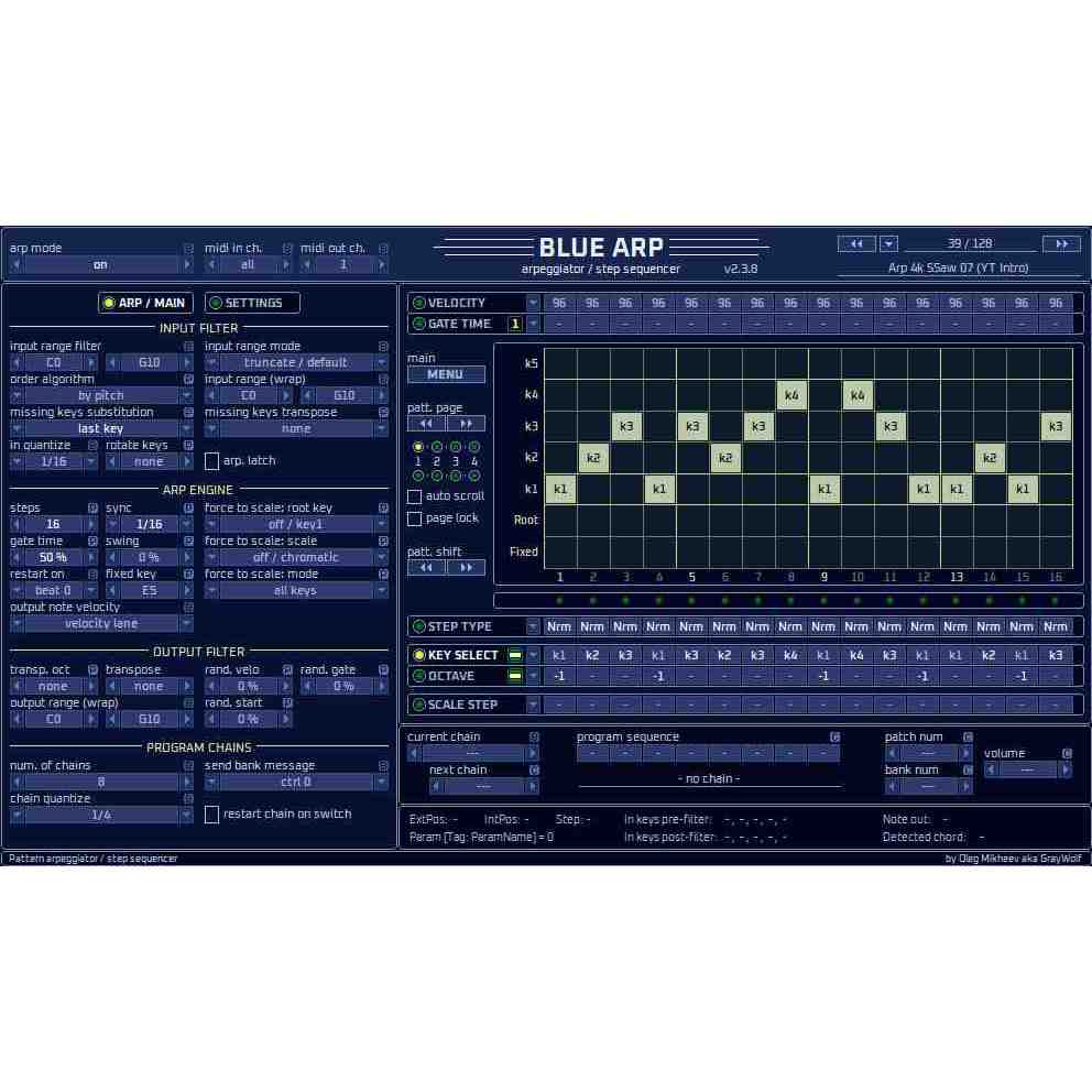 OMG Instruments BlueARP - vsti plugin Arpeggiator MIDI Fleksibel & Terprogram