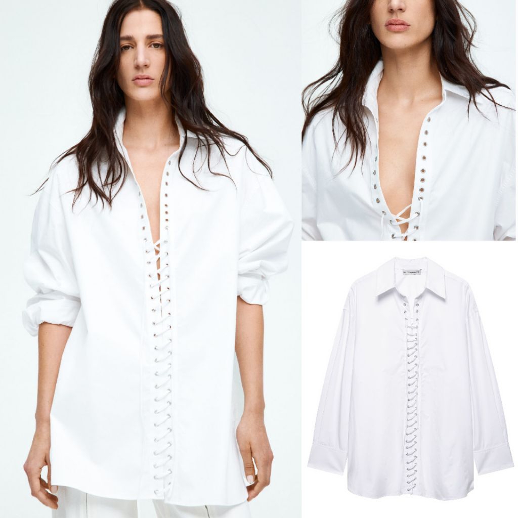 White Front Strap Blouse 78162 77982 {BZ)