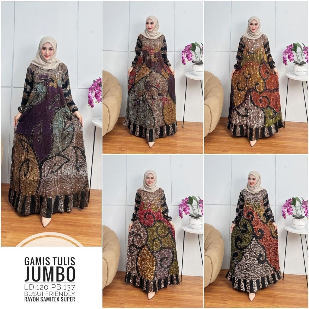 gamis klok tulis jumbo