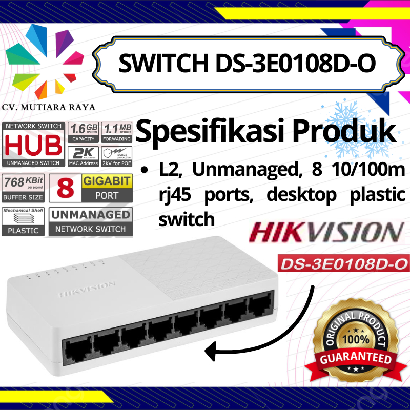 SWITCH HUB HIKVISION DS-3E0108D-O