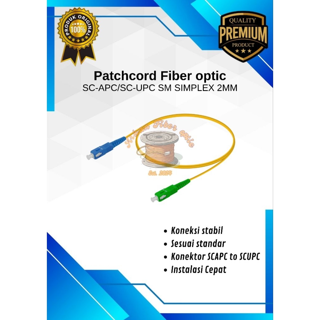 Simplex SINGLE-MODE SC/APC to SC/UPC optical fiber patch cord cable