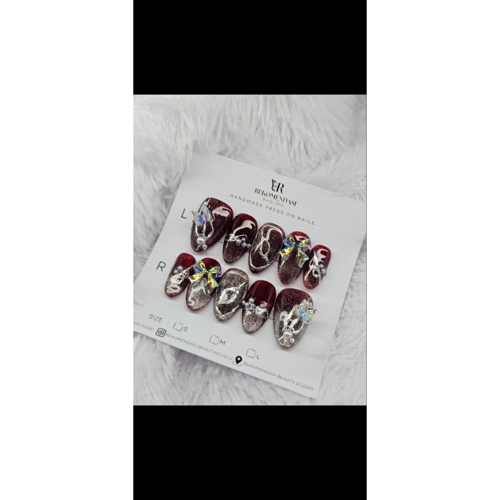 press on nails maroon / wedding nails maroon