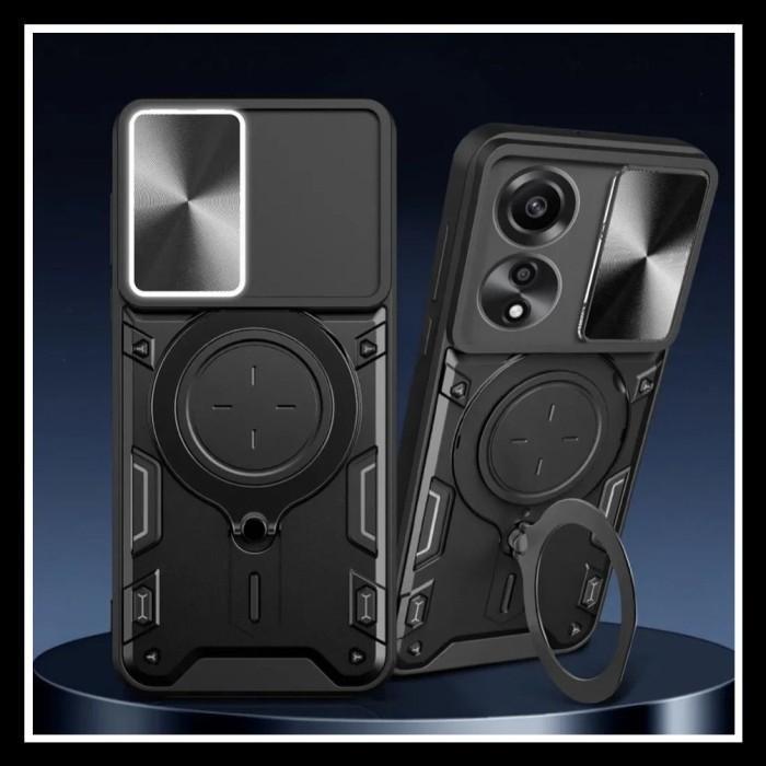 Oppo A98 5G Pattern Armor Ring Magnetic Case Hard Casing Hardcase Cover Stand