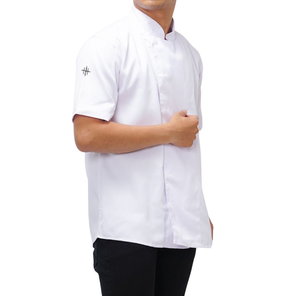 Finecooks - Chef Jacket - Romain Basic Short Sleeve Baju Chef Putih