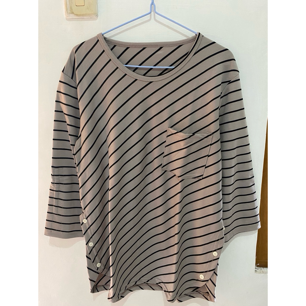 blouse coklatstrip
